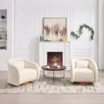 Teddy Upholstered Barrel Swivel Chair with 360-Degree Rotation - Pumpkin - Image 7