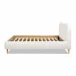Upholstered Curved Headboard Platform Bed with Mattress Supports - Ivory White Boucle - Image 6