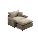 Comfortable Corduroy Retro Lounge Sofa with Footstool – Perfect for Living & Bedroom - Image 6