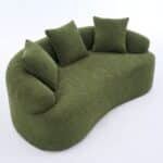 Chenille Curved Loveseat with 3 Pillows - Green - Image 2
