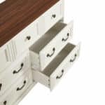 Engineered Wood 7-Drawer Dresser with Antique White and Rustic Brown Finish - Farmhouse Style - Image 5