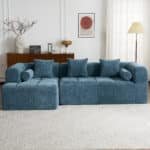 Chenille Fabric Modular Sectional Sofa with Deep Seating and Two Side Pockets - Blue - Image 8