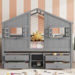 Ultimate Wooden House Loft Bed with Roof & Windows – Safe, Stylish & Fun for Kids’ Imagination