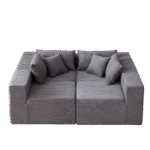 ⁦Corduroy L-Shaped Modular Sofa Set with Minimalist Design - Beige⁩ - الصورة ⁦63⁩