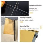 Black Marble-Patterned Rectangular Dining Table with Golden Stainless Steel Butterfly Legs - Image 6
