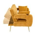 Black Corduroy Straight-Row Sofa with Adjustable Backrest and Cup Holders - 3-Seater - Image 30