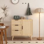 Rattan Wood Storage Cabinet with Drawer and Shelf Combo - Natural - Image 3