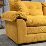 Chenille Loveseat with Memory Foam Cushions and 2 Throw Pillows - Yellow - Image 7
