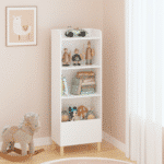 White MDF 4-Tier Bookcase with Toy Storage - Children's Room Organizer