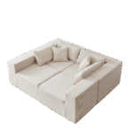 ⁦Corduroy L-Shaped Modular Sofa Set with Minimalist Design - Beige⁩ - الصورة ⁦21⁩