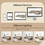 Chenille U-Shape Modular Sofa with USB Charger and Movable Ottoman - Striped - Image 8