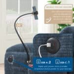 Chenille U-Shape Modular Sofa with USB Charger and Movable Ottoman - Striped - Image 27