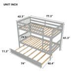 Rubberwood Twin Bunk Bed with Trundle – Space-Saving & Durable - Image 9