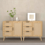 Rattan Wood Storage Cabinet with Drawer and Shelf Combo - Natural - Image 4