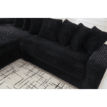 Corduroy L-Shaped Modular Sofa with Left Chaise Daybed and 8 Throw Pillows - Black - Image 8