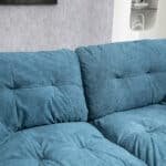 Chenille Loveseat with Memory Foam Cushions and 2 Throw Pillows - Blue - Image 7