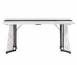 Marble Grain Rectangular Dining Table with Adjustable Legs for 8 People - White and Black - Image 5