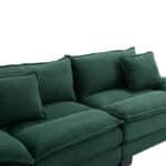 Green Corduroy Loveseat Sofa with Double Layer Cushion and Extra Pillows - 2-Seater - Image 9