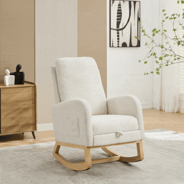 Ultimate Ivory Boucle Nursery Rocking Chair – Premium Comfort & Style