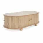 Natural Wood Oval Side Table with Storage - Rustic Charm - Image 9