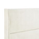 Beige Velvet Wingback Platform Bed with Padded Headboard - King - Image 4