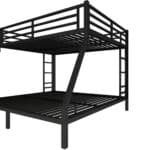 Metal Bunk Bed with Queen over King Design - Black - Image 7