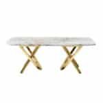 Gold Stainless Steel Coffee Table with Marble Pattern - Living Room & Office - Image 2