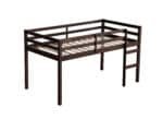 Espresso Rubber Wood Loft Bed – Space-Saving Twin with Strong Slats & Ladder - Image 9