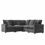 Chenille L-Shaped Modular Sofa with Reversible Cushions - 5-Seater - Available in 2 Colors - Image 10