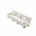 Chenille Modular Sectional Sofa with Round Bolster Armrests - White - Image 4