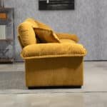 Chenille Loveseat with Memory Foam Cushions and 2 Throw Pillows - Yellow - Image 4