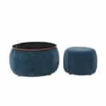 Upholstered Round Storage Ottoman with Removable Top - Dark Blue - Image 10