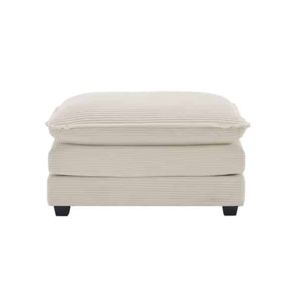Elegant Beige Corduroy Ottoman – Versatile Footstool for Sofas
