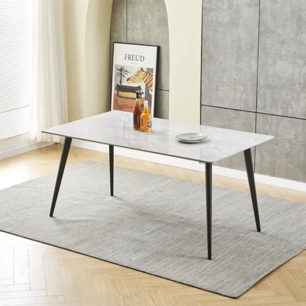 Dining Room Furniture, Modern Rectangular Black Wood Dining Table, Seats 6