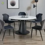 Slate Rectangular Dining Table Set with Modern Design - Seats 6 - Image 3