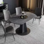 Slate Rectangular Dining Table Set with Modern Design - Seats 6 - Image 4