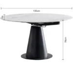 Slate and Tumbled Marble Round Dining Table with Stainless Steel Base - Elegant Design - Image 6