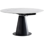Slate and Tumbled Marble Round Dining Table with Stainless Steel Base - Elegant Design - Image 4