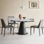 Slate and Tumbled Marble Round Dining Table with Stainless Steel Base - Elegant Design - Image 5