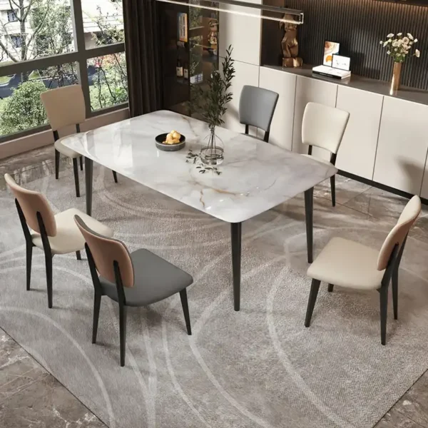 Minimalist Design Dining Room Table Top Marble Dining Furniture Dining Table With Solid Woof Base