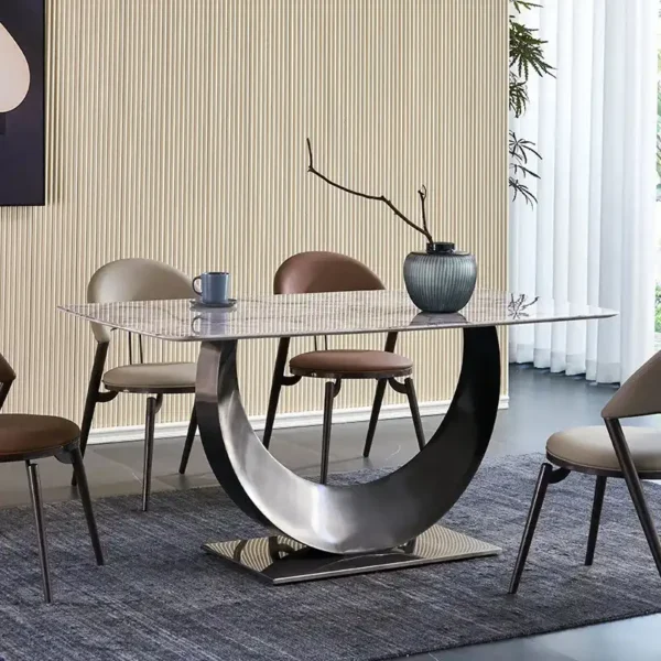 Italian Very Simple Rock Plate Dining Table and Chair Combination of Modern Fashion Simple Small Rectangular Dining Table