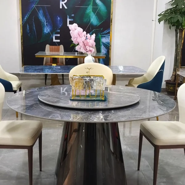 Luxury Modern Dining Table Set with Sintered Stone Table Top and Stainless Steel Base Good Quality Dining Room Furniture Sets