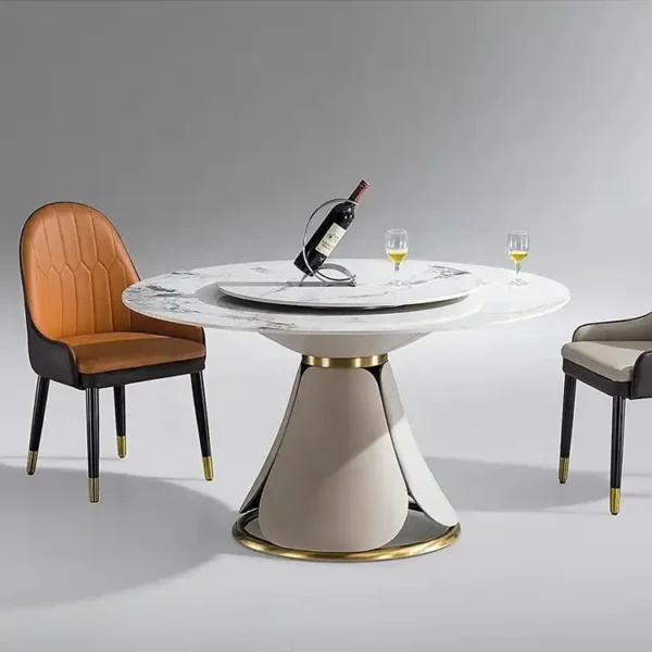 New Luxury Modern Restaurant Tables Steel Base Round Top Dining Tables