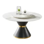 Steel Round Dining Table Set with Minimalist Design - White - Image 3