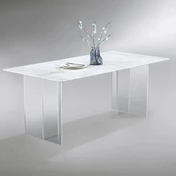 Modern Luxury Dining Table Assembled Acrylic Plastic Furniture for Entry Warehouse Living Room Kitchen Outdoor Use