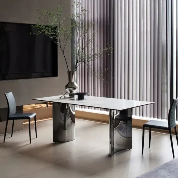 Light Luxury Simple Modern Rectangular Home Creative Designer Stainless Steel Rock Marble Table