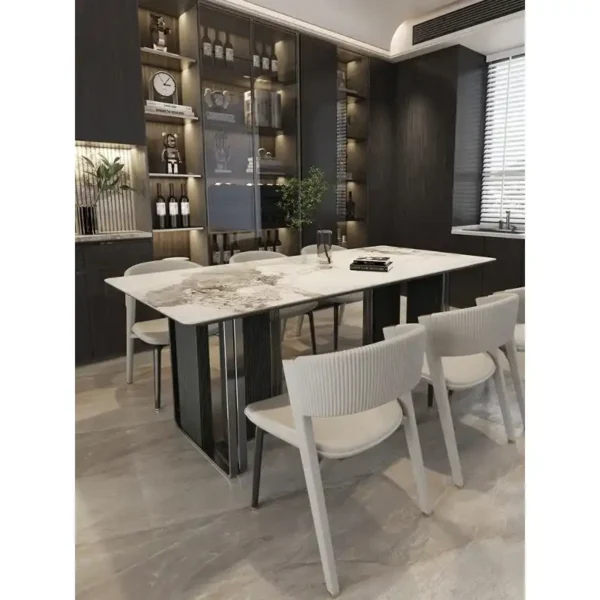 Modern Luxury Style Simple Dining Room Rock Slab Stable Dining Table