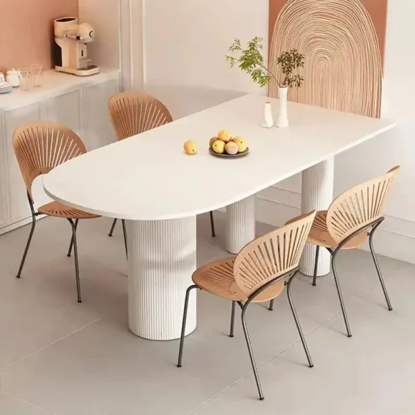 Design High Quality Royal Roman Column Relief Rock Plate Dining Table Apartment