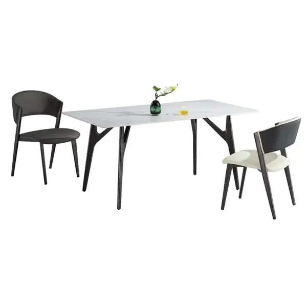 Luxury Sintered Marble Slate Stone Tabletops Nordic Minimalist Rectangular Dining Table