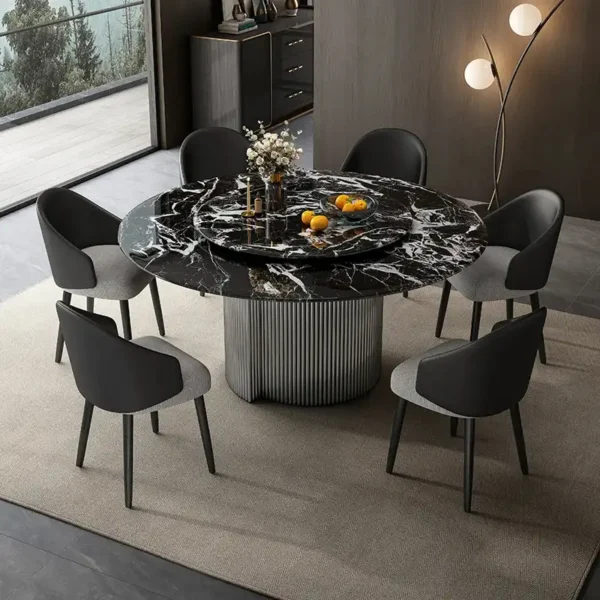 Luxury Style Modern Marble Round Dining Table Full Restaurant Rotating Furniture Kitchen Creative Designs